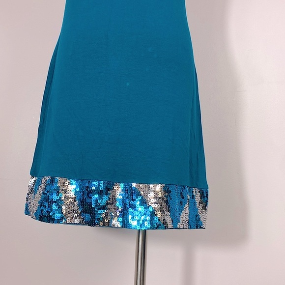 Express Teal Sequin Trim Dress size XS - Picture 7 of 10